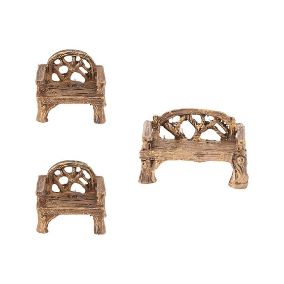 Garden Furniture Miniature: 3pcs Bench Chair Ornaments Fairy Village Landscape Decoration