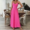 thumbnail image 4 of MORTTIC Women's V-Neck Sleeveless Wide Leg Jumpsuit with Adjustable Straps & Back Bow Tie Spring Summer Flowy Romper Rose Red，M, 4 of 7