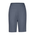 thumbnail image 4 of FUNUONY Women's Bermuda Long Shorts with Pockets High Waisted Stretch Knee Length Shorts for Women Summer Walking Pants High Waisted Crop Work Pants Summer Casual Slacks Yoga Dress Pant Dark Grey Xs, 4 of 5