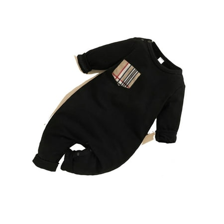 

Casual Plaid Print Round Neck Sweatshirt Long Sleeve Black Baby Jumpsuits (Baby s)