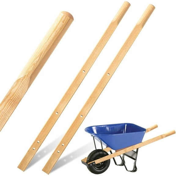 MMZP 1 Pair Wood Wheelbarrow Handles 60'' Heavy Duty Hardwood Wheelbarrow Replacement Handle Wheel Barrow Handles Kit with Tough Seal Coat and Pre Drilled Holes for Wheelbarrows, Easy Install
