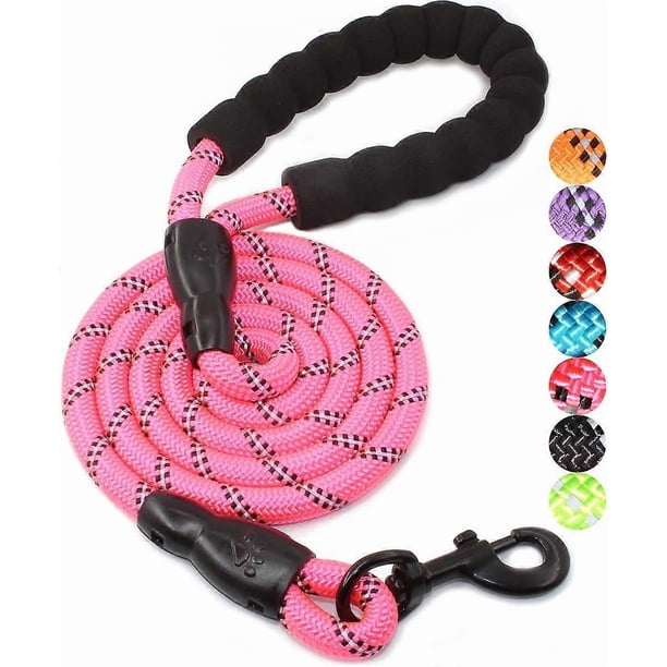 Dog Leash with Comfortable Padded Handle and Highly Reflective Threads for Small Medium and Large Dogs (6FT-1/2', Pink)