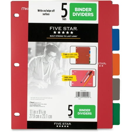 five star multicolor 5 tab binder dividers walmart com dividers binder