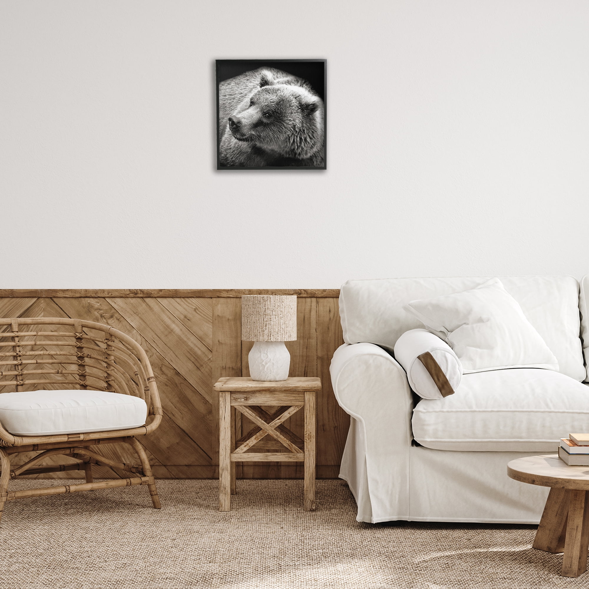 Stupell Industries Bear Looking Left Animals & Insects Photography Black Framed Art Print Wall Art, 17 x 17