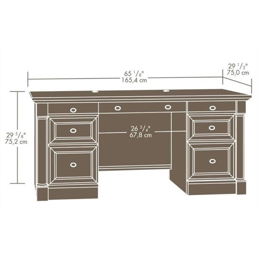 Bowery Hill Engineered Wood 6-Drawers Executive Desk in Select Cherry