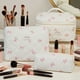thumbnail image 4 of Bolsa de cosméticos de gran capacidad con estampado floral y doble cremallera. Organizador de maquillaje de viaje para guardar artículos de aseo y papelería, 4 of 6
