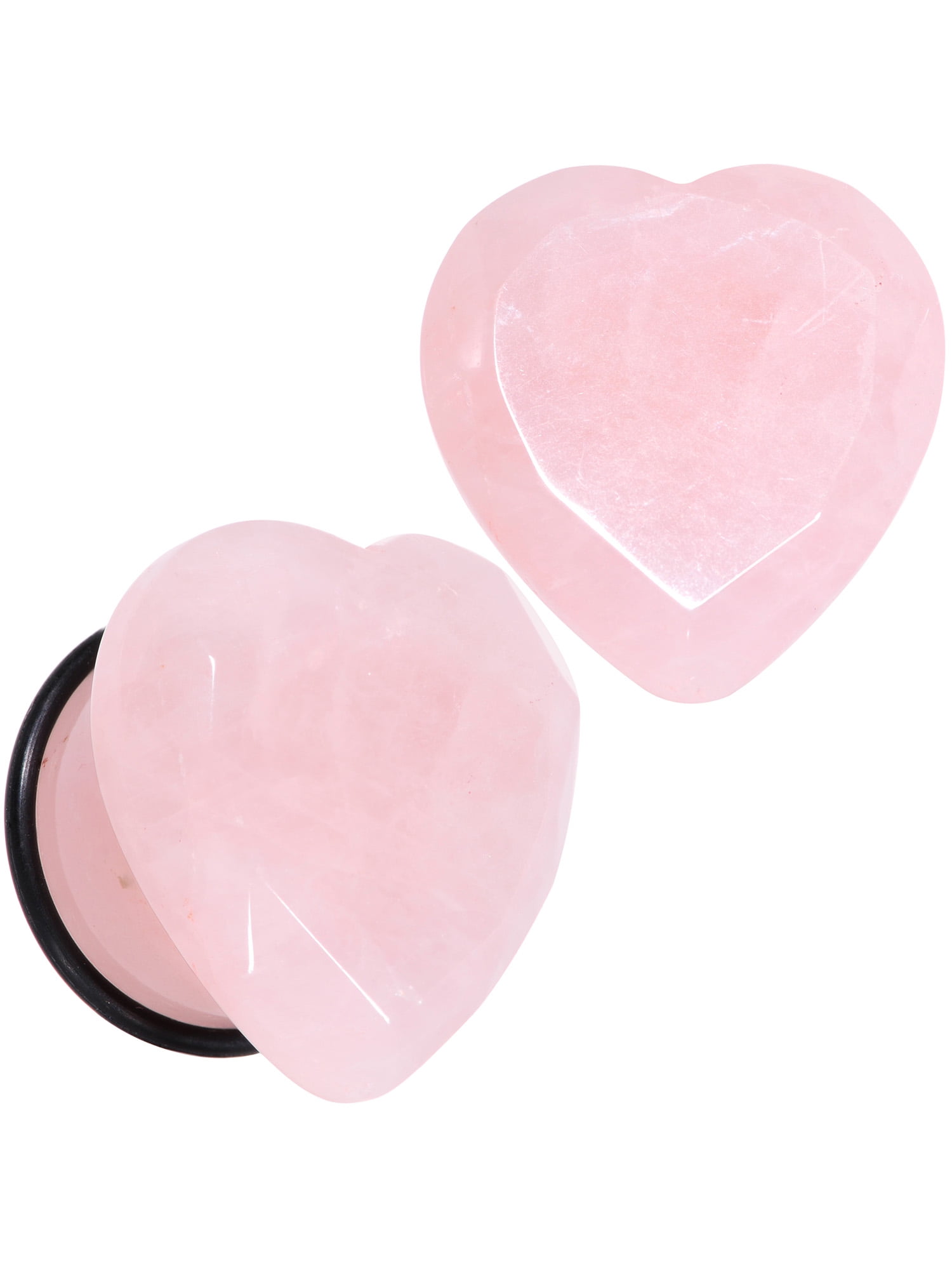Body Candy 3/4" Womens 2Pc Ear Plugs Rose Quartz Faceted Heart Single