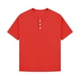 thumbnail image 3 of ITSAME Boys Henley T-Shirts, Comfort Breathable Short Sleeve Loose Fit Summer Casual Fashion Tops Red Size 11, 3 of 7