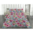 thumbnail image 2 of Ambesonne Exotic Themed Quilted Coverlet 3 Pcs, Chill Hibiscus Jungle, King Size, Hot Pink Lavender Blue, 2 of 4