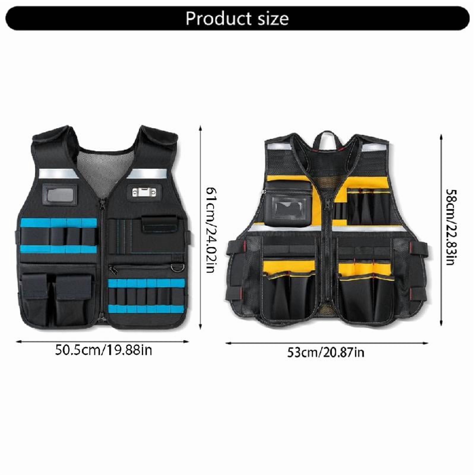 JZROCKER High Visibility Tool Vest with Adjustable Size, Comfortable Workwear Breathable Oxford Fabric for Maintenance Personnel