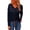 Navy, variant on Fashion Women's V Collar Lattice Print Long Sleeve Blouse Size S