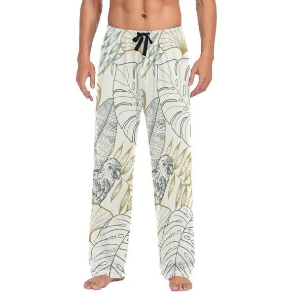 Summer Palm Leaf Ghost Pajama Pants, Men's Lounge Pants Light with Drawstring and Pockets, Christmas New Year Birthday Father's Day Gifts, X-Large