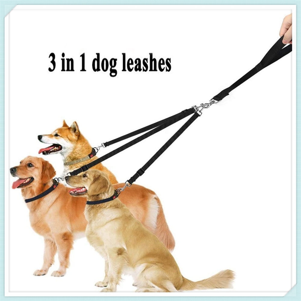 3 Way Dog Coupler No-Tangle Leash Lead Double For Walking 3 Small Medium Dogs 