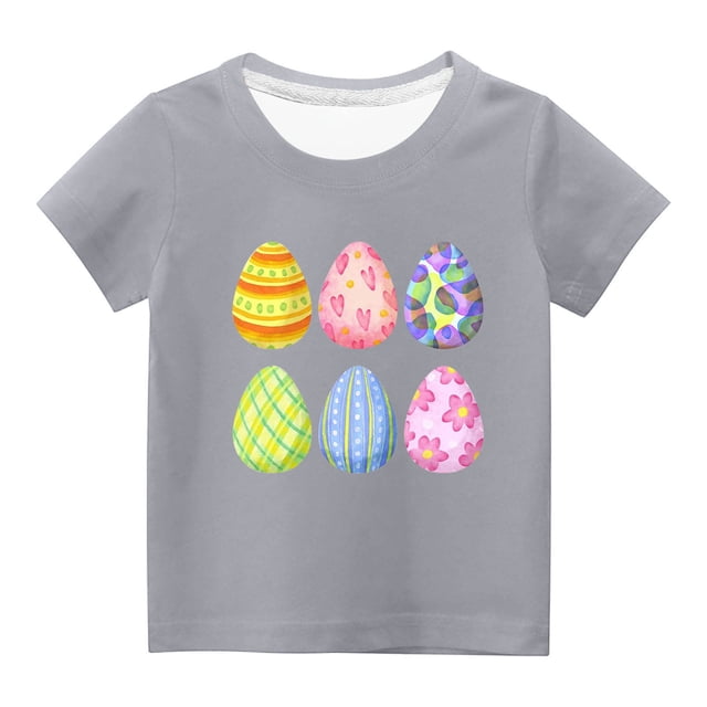 Cadeaux de Pâques pour Garçons, Cadeaux de Pâques pour Enfants, Tout-Petits Garçons Filles Imprimé Œufs de Pâques Mignons Col Rond Manches Courtes, Cadeaux pour Filles Tout-Petits, Shorts pour Filles