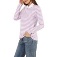 thumbnail image 5 of Allegra K Women's Peter Pan Collar Long Sleeves Contrast Striped Blouse, 5 of 7