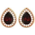 thumbnail image 2 of 7x5mm Pear Shape Garnet 925 Silver Rose Vermeil Solitaire Classic Mother's Day Gift Women Stud Earring, 2 of 8