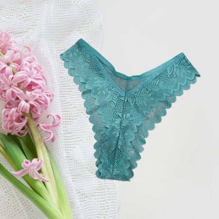 Pavied Thongs for Women Panties for Women Woman Underwear Lingerie Thong Lace Low Waist High Slit Fashion Seamless Women s Thong Female Panties Cheeky Underwear Lace Underwear Mint Green L