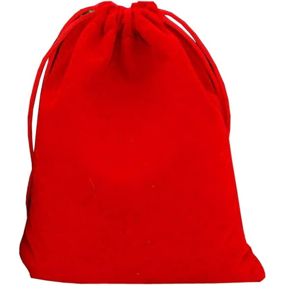 3PCS Red 10X30CM/3.93"x11.8" Velvet Cloth Bag Storage Drawstring Folding Bags Pocket Burlap for Sample Jewelry Gift