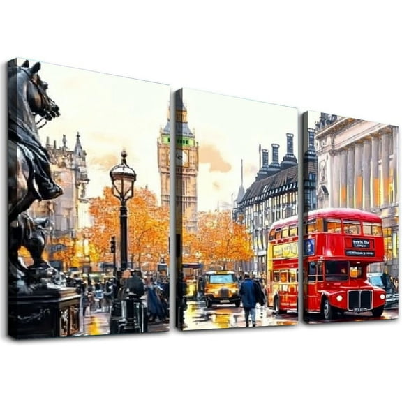 Shadudu London Landscape , Canvas Wall Art 12x16x3pcs