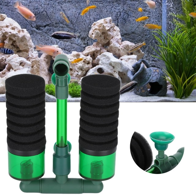 Aquarium Aquarium BioChemical Double Sponge Cleaner Filter Fish Submersible Foam Filter