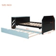 thumbnail image 2 of Harper & Bright Designs Full Size Daybed with Trundle, Gaming Bed with Desk and USB Port for Student Dorms Guest Rooms, Blue, 2 of 16