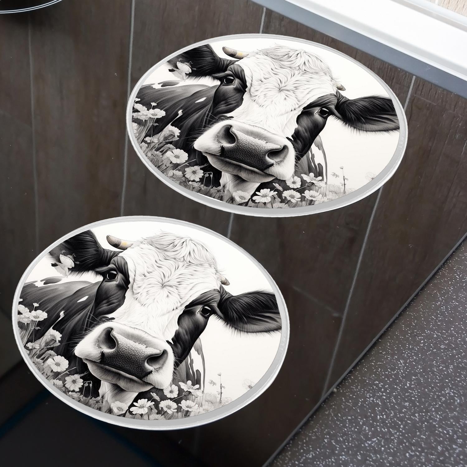 Round Stove Burner Covers 4 Pcs Metal Electric Stove Burner Covers 8Inch And 10Inch ,black and white cow beautiful