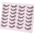 thumbnail image 4 of Faux Mink Lashes Fluffy Wispy Natural Look 14mm False Lashes Strip Clear Band 14 Pairs False Eyelashes 3D Full Dramatic Cat Eye Fake Eyelashes, 4 of 10