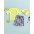 thumbnail image 4 of Wassery Infant Baby Boys Summer 3PCS Swimsuit Animal Printed Short Sleeve Tops and Swim Trunks 6M 9M 12M 18M 24M 2T 3T Toddler Bathing Suit Rash Guard Set with Swim Cap, 4 of 9