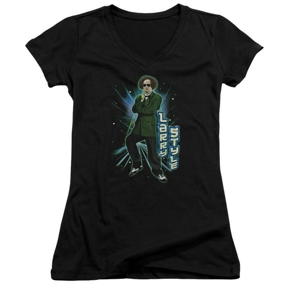 Three Stooges Larry Style Junior Women's T-Shirt V-Neck Black