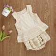 thumbnail image 5 of Douhoow 1-4 Years Girls Summer Outfits Sleeveless Lace Vest Top Layered Hem Tiered Shorts, 5 of 8