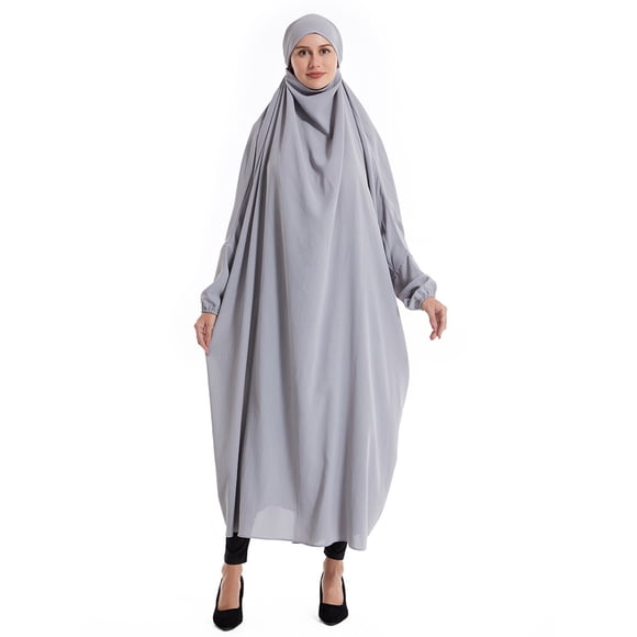 Women's Modest Muslim Prayer Dress, Khimar Style Robe with Hood, Loose Fit Batwing Sleeve Full Coverage Abaya, Breathable Flowing Islamic Outerwear for Daily Wear, Casual Outdoor Leisure