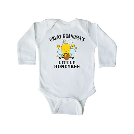 

Inktastic Cute Bee Great Grandma s Little Honeybee with Stars Gift Baby Boy or Baby Girl Long Sleeve Bodysuit