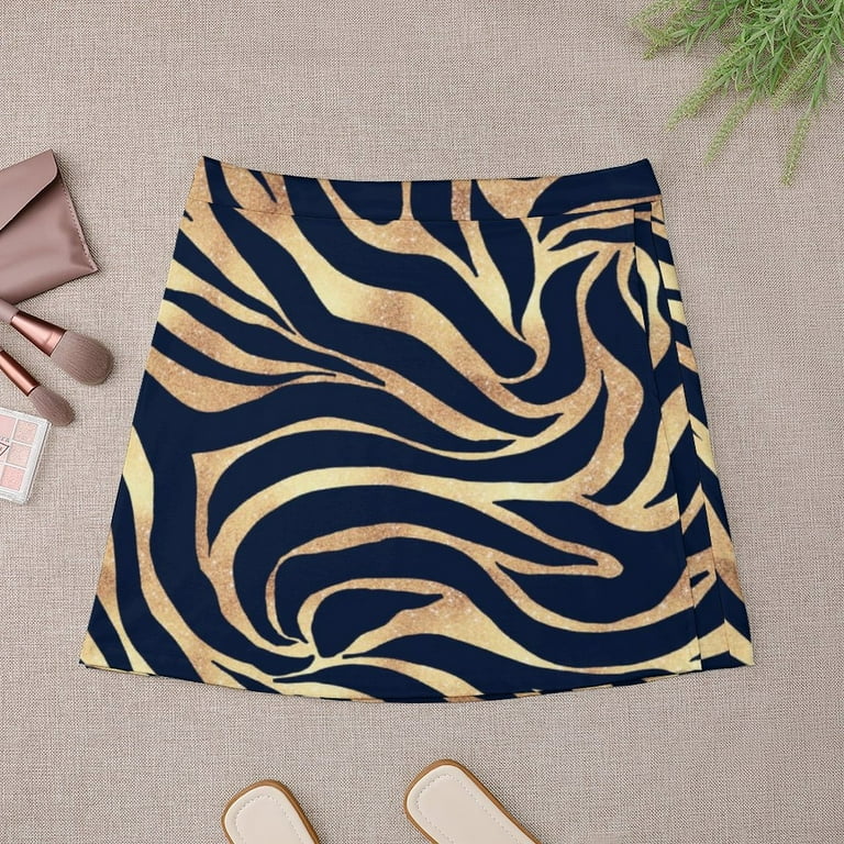 Blue Gold Zebra Skirt Animal Print Korean Fashion Casual Skirts Ladies Vintage Mini Skirt Pattern Clothes Gift Idea Walmart