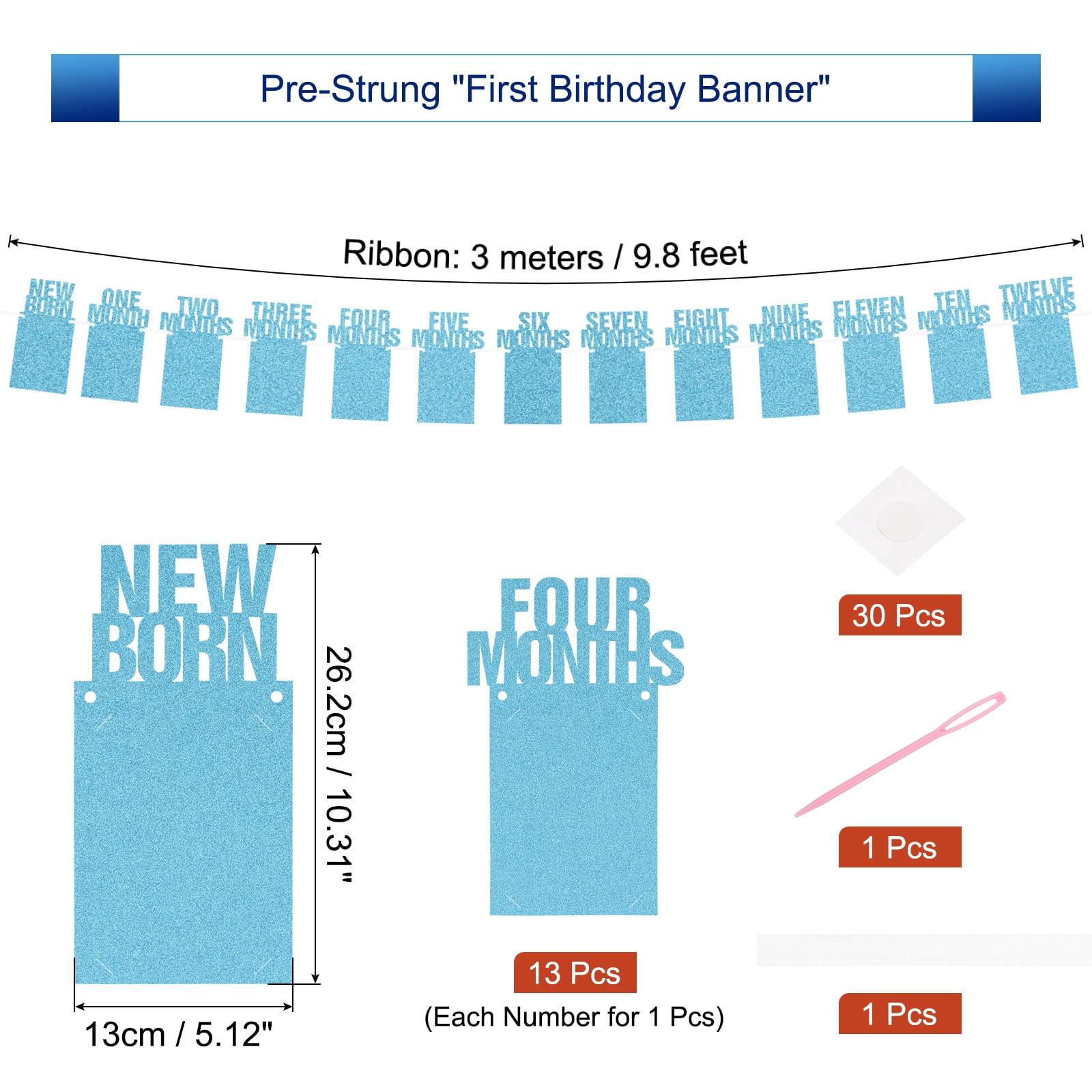 Unique Bargains 1st Birthday Photo Banner 1 To 12 Months Party Supplies Blue