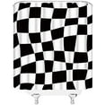 thumbnail image 3 of Retro Checkered Shower Curtain Vintage 60s 72s Modern Abstract Aesthetic Funky Hippie Groovy Cute Fabric Bathroom Curtains Decor Set with Hook(36" WX72 H), 3 of 3