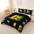 thumbnail image 3 of Erosebridal Kids Dinosaur Queen Duvet Cover Set for Boys Girls, Dino Letter I Bedding, Black Reversible 3pcs, 1 Duvet Cover and 2 Pillowcases (No Comforter), 3 of 6
