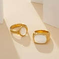 thumbnail image 5 of Gold Rings for Women, Non-tarnish Stainless Steel Chunky Statement Signet Ring Jewelry Gift, 5 of 5