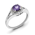 thumbnail image 1 of Sterling Silver Rhodium-plated Diam. & Amethyst Ring Size 5, 1 of 3