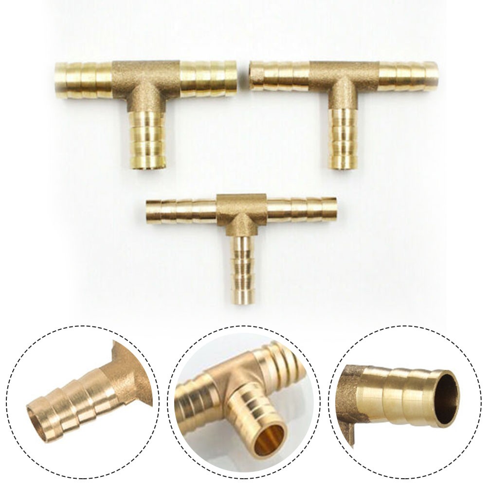 Brass T Y Piece 3 WAY Joiner Fuel Hose Joiner Tee Connector Air Water ...