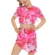 thumbnail image 1 of Traje De Baño Para Niñas Casual Estampado Lindo Traje De Baño Dividido Con Volantes Dobles Conjunto De Cuatro Piezas Para La Playa Rosa Odeerbi  LM103-10981, 1 of 9