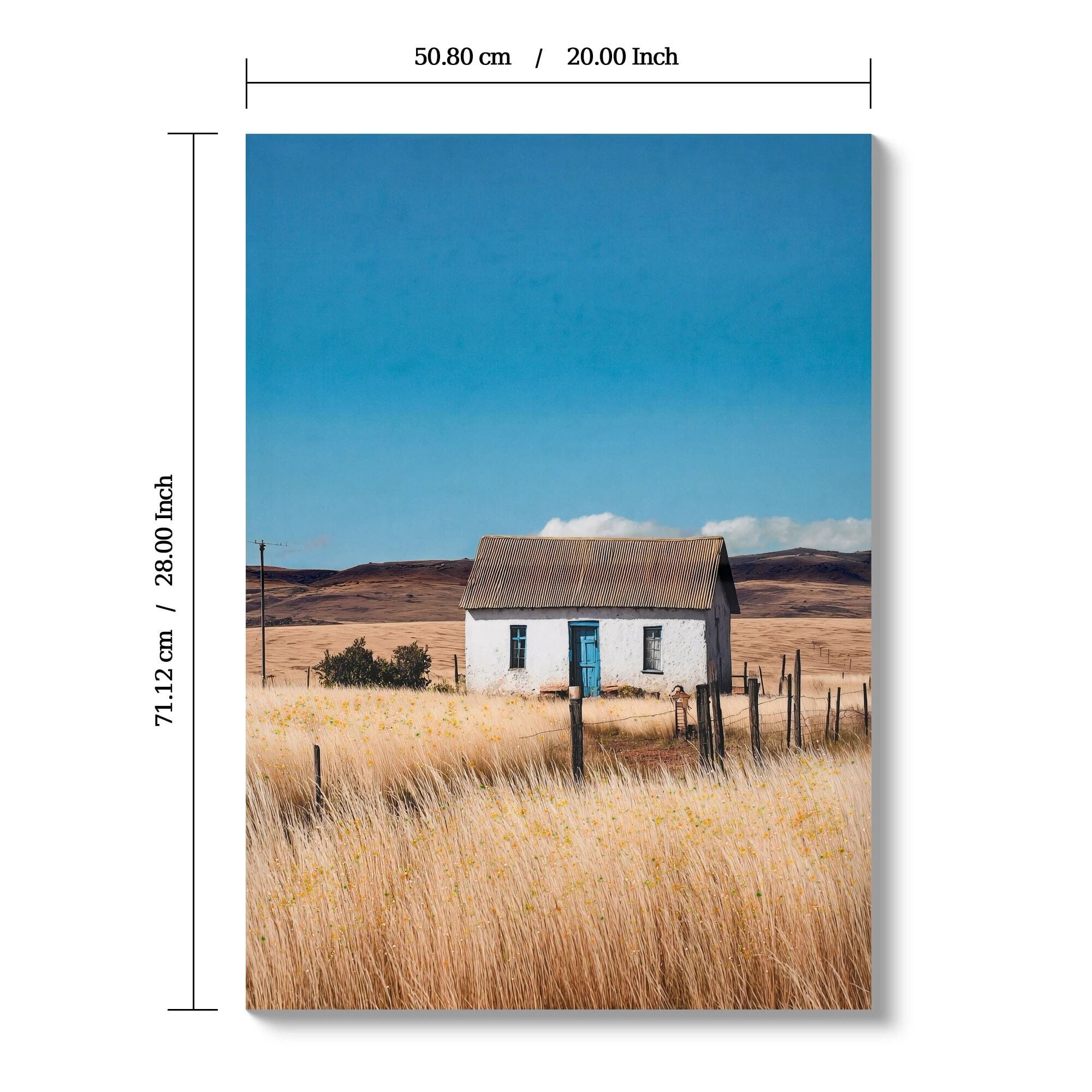 Euroco 20x28inch Farmhouse Canvas Wall Art, Framed White house Picture Rustic Countryside Farm Painting Print, Vintage Country Flowers Scene Artwork for Office Bedroom Living Room Decor