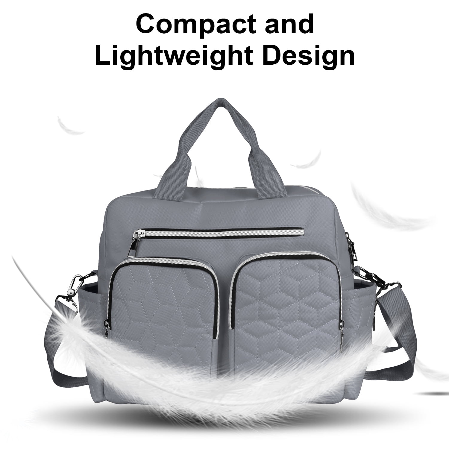 Diaper Bag Tote,AILKIN Baby Diaper Bag with 3 Insulated Pockets Adjustable Shoulder Strap Dry & Wet Compartment Large Capacity Bag Maternity Mommy Travel Diaper Bag for Boys Girls,Women(Gray)