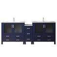 thumbnail image 2 of Navy Blue Double Bath Vanity 84 In. W X 18.25 D - Side Cabinet, White Ceramic Top, Faucet, Soft Close, Long-lasting Scratch And Stain Resistance 84" 18.25" With Cabinet Surface, Generous Storage, 2 of 2