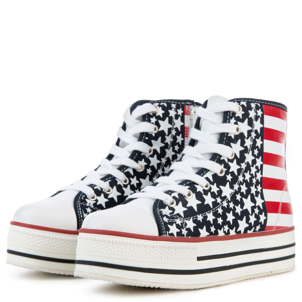 AMERICAN PIPELINER FLAG High Top Classic Canvas Fashion Sneaker Casual Walking Shoes