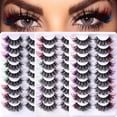 thumbnail image 2 of Colored False Eyelashes 9 Pairs Pack - Curly & Thick Style, Vibrant Hues for Daily Makeup, Parties & Festivals, Reusable Synthetic Lashes, 2 of 17
