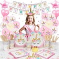 thumbnail image 3 of KISPATTI Unicorn Party Supplies for 16 Guests, Pink Table Decorations Kit with Plates, Cups, Napkins, Cutlery, Tablecloth and Balloons, Birthday Baby Shower Decor for Girls, 3 of 8