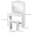 thumbnail image 3 of HOMCOM Makeup Vanity Desk and Stool Set with LED Lighted Mirror, White, 3 of 10
