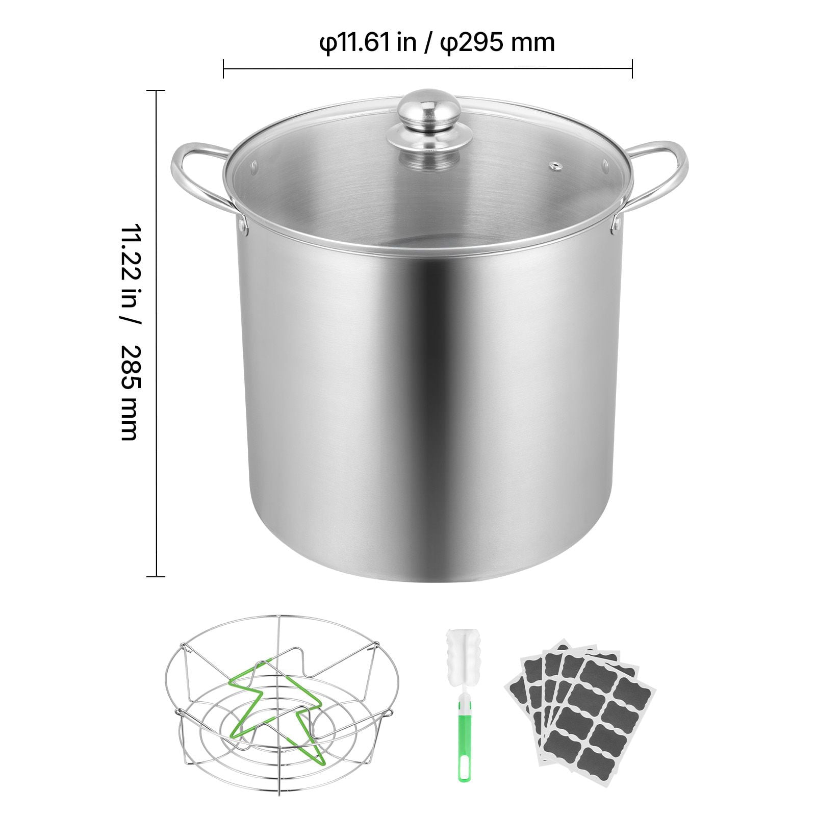Canning Pot with Rack & Glass Lid, 7-Jar Capacity, Stainless Steel, Induction Compatible, for Jam Preserves Home Canning