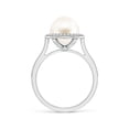 thumbnail image 2 of Angara Freshwater Cultured Pearl Halo Ring with Milgrain in 14K White Gold for Women | June Birthstone Jewelry for Her, 2 of 5