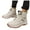 Beige, variant on Waterproof Hiking Boots for Women Men Durable Non Slip Lace up Mid Calf Combat Trekking Booties